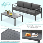 AECOJOY 7-delige aluminium tuinmeubelset voor buiten, loungeset