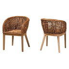 Set di 2 sedie da pranzo bali & pari Mario in legno di teak e rattan, finitura marrone naturale, in stile bohémien moderno