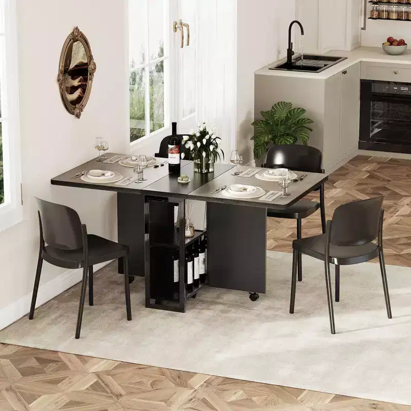 Klappbarer Esstisch für die Küche, platzsparender Esstisch, ausziehbarer Küchen-Klapptisch mit 6 Rädern für kleine Räume