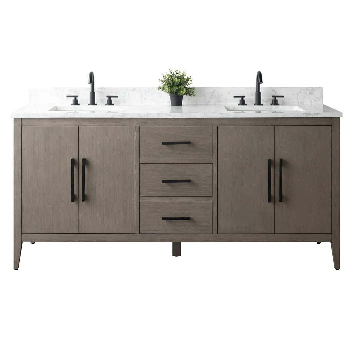 Mobile bagno Vanity Art 72 con doppio lavabo e piano in marmo composito