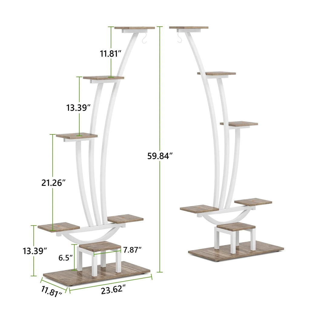 Zimmerpflanzenständer, 6-stöckiges Blumenregal für Haus und Garten – 2er-Set