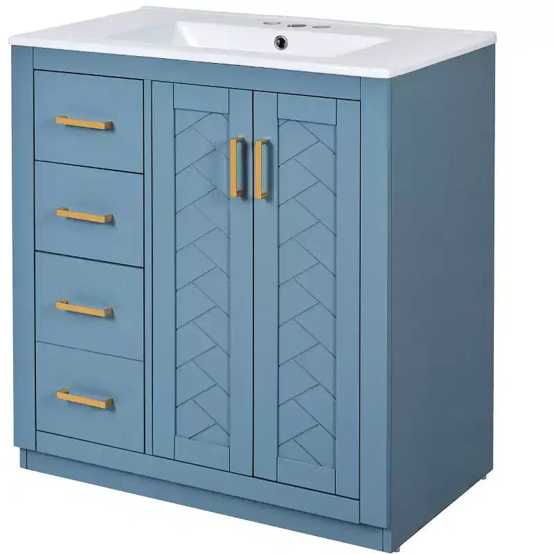 Badkamermeubel voor enkele wastafel van 30 met kast en 3 laden - zwart / blauw / groen / indigo / wit