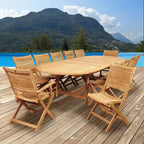 Conjunto de jantar extensível de exterior Amazonia Teak Sessa com 13 peças - 13 peças