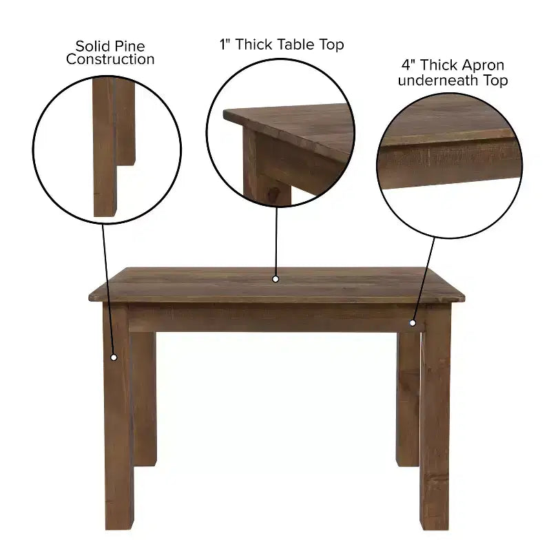 Prostokątny stół do jadalni Flash Furniture 46 x 30 z litej sosny