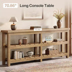Table console extra longue Tribesigns de 180 cm, table d’entrée de style campagne à 3 niveaux, table en bois derrière le canapé pour salon, couloir et vestibule