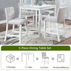 Modernes 5-teiliges Esszimmer-Set mit quadratischem Tisch in Tresenhöhe und 4 gepolsterten Stühlen