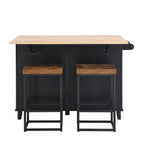 Ensemble îlot de cuisine TOPMAX avec rallonge rabattable et 2 places assises, ensemble table à manger avec étagère réglable, tiroirs et porte-serviettes