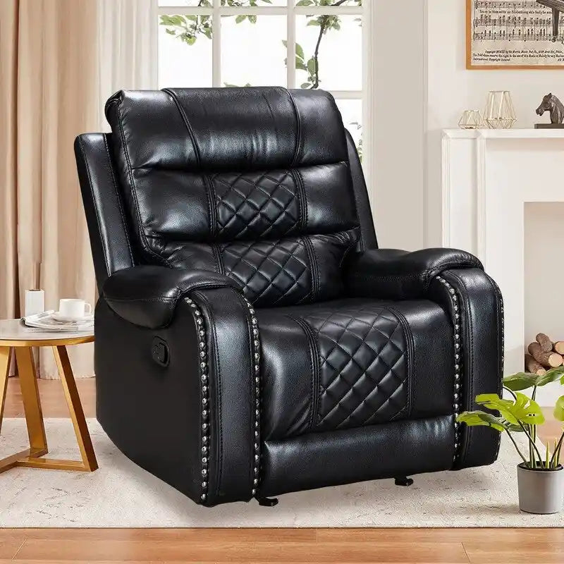 Velké polohovací křeslo z imitace kůže v americkém designu do obývacího pokoje