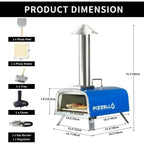 Multibrennstoff-Pizzaofen für den Außenbereich, Steinofen-Pizzaofen mit Gasbrenner und Holzfach – 12 Zoll
