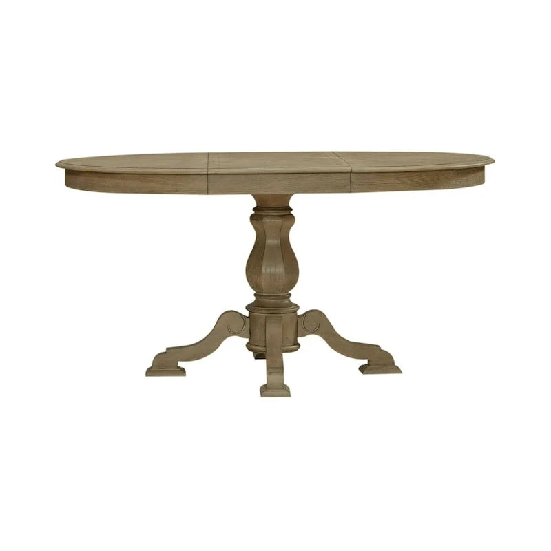 Mesa de jantar redonda com pé central Magnolia Manor e extensões - 2 acabamentos