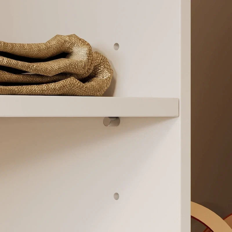 Narożna szafa ubraniowa z 2 drążkami na ubrania, wieszakiem na spodnie i organizerem na buty