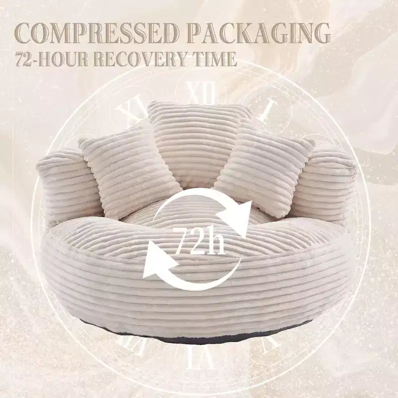 Sitzsack-Sofa für Erwachsene und Kinder, übergroßer Cord-Sitzsack mit 3 Kissen und Armlehne für Wohnzimmer oder Schlafzimmer
