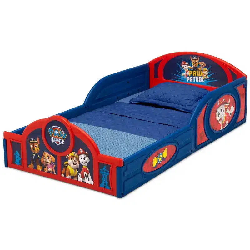 Plastová dětská postel Delta Children na spaní a hraní s připevněnými ochrannými zábranami - PAW Patrol