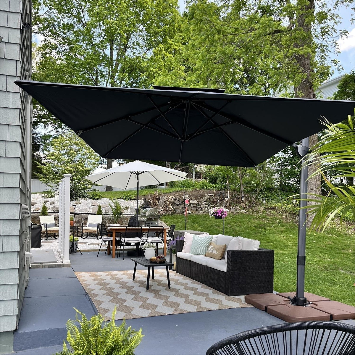 MAISON ARTS 12stopý automatický hydraulický slunečník s boční tyčí, hliníková tyč, otočení o 360 stupňů