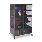 Cage pour petits animaux, cage pour furet : habitat à 5 niveaux de 59 po avec meuble de rangement, comprend un hamac, des roulettes, des rampes amovibles et des bacs faciles à nettoyer