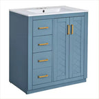 Badkamermeubel voor enkele wastafel van 30 met kast en 3 laden - zwart / blauw / groen / indigo / wit