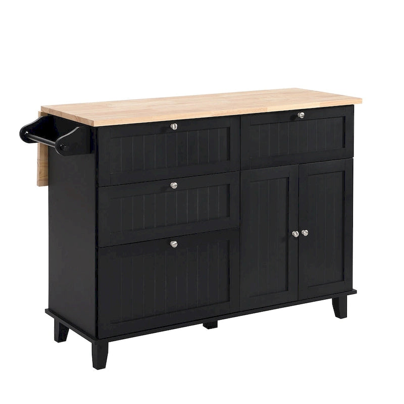 Ensemble îlot de cuisine TOPMAX avec rallonge rabattable et 2 places assises, ensemble table à manger avec étagère réglable, tiroirs et porte-serviettes