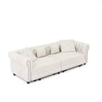Whisen fluwelen 3-in-1 kingsize slaapbank en converteerbare slaapbank met verplaatsbare hocker, gecapitonneerd ontwerp