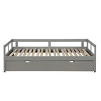 Letto da giorno allungabile con letto estraibile, letto da giorno in legno con letto estraibile