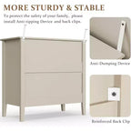 Comò Heynemo a 3 cassetti, comodino in legno verniciato alto 30 pollici con contenitore, ampia cassettiera moderna con guide a sfere