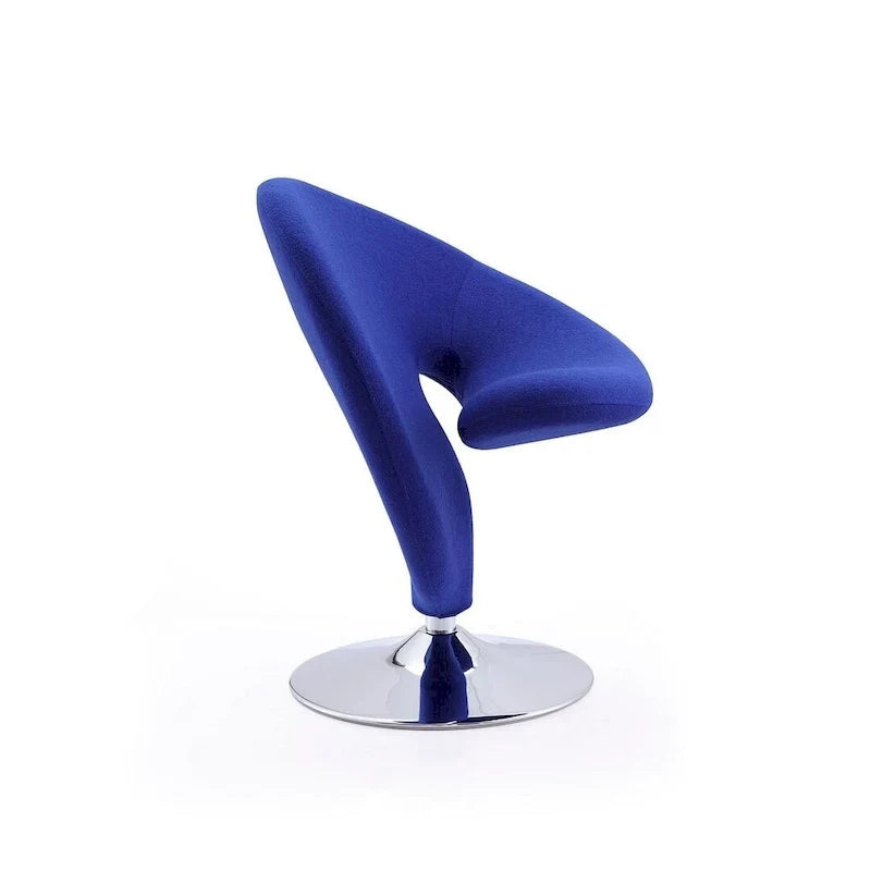 Manhattan Comfort Curl drehbarer Akzentstuhl aus Wollmischgewebe mit Chromgestell (2er-Set)