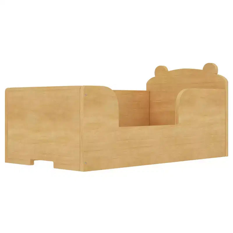 Lit au sol en forme d’ours Okak pour enfants de 3 à 6 ans, cadre de lit pour tout-petit avec barrière de sécurité, joli lit pour enfants en forme d’animal