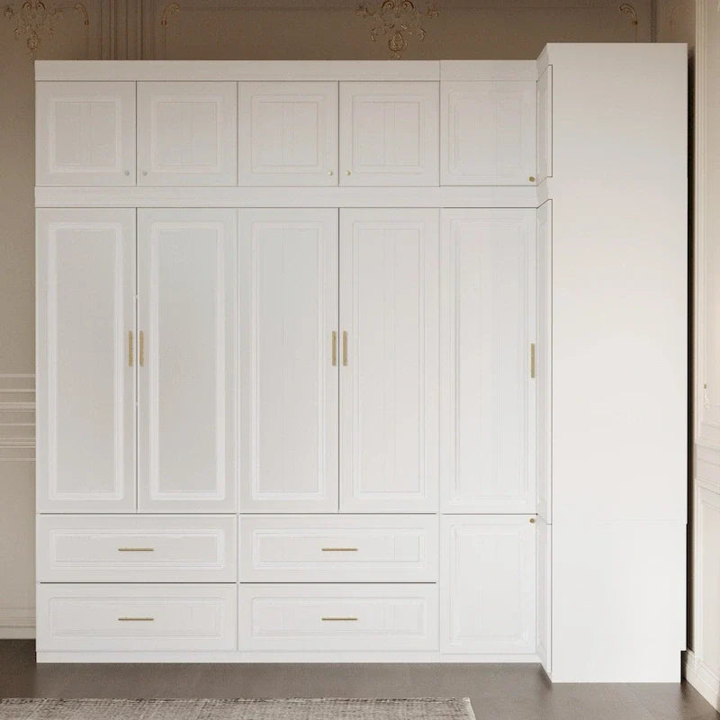 Kleiderschrank mit 93,9/74,2 Zoll Höhe, Hängebereich, Schubladen und Stauraum