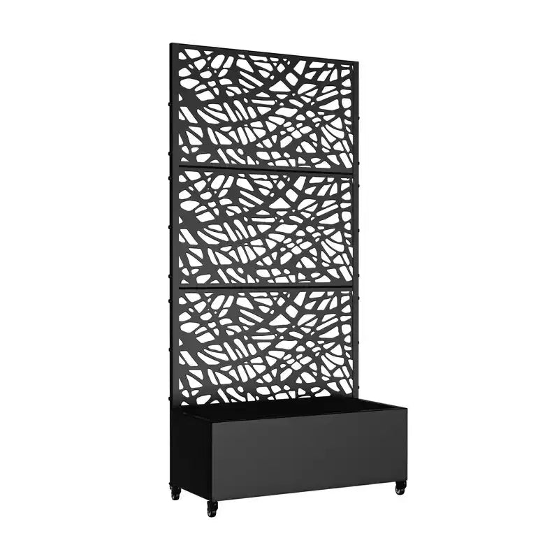 MAYEERTY-Pflanzkasten mit Rankgitter, schwarzes Eisennetz, Stil 01, 72x47x16in, 3-teiliges Set