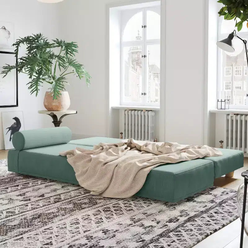 Tagesbett / ausklappbares Schlafsofa in Queen-Size – Microvelours