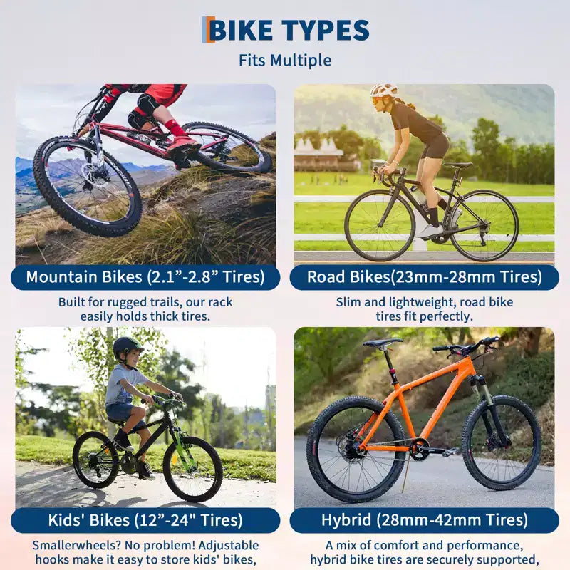 Suporte de arrumação autónomo para 5 bicicletas, com capacidade robusta de 300 Lbs, organizador resistente para guardar bicicletas de forma segura e estável em jardins dianteiros e traseiros