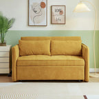 Rozkładana sofa z funkcją spania, tapicerowana żółtą tkaniną szenilową – 39.00 x 53.50 x 31.50