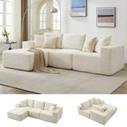 108 modernes Sofa, 3-Sitzer-Sofa in L-Form mit Polsterbezug und Kissen, Sofa mit tiefer Sitzfläche, keine Montage erforderlich