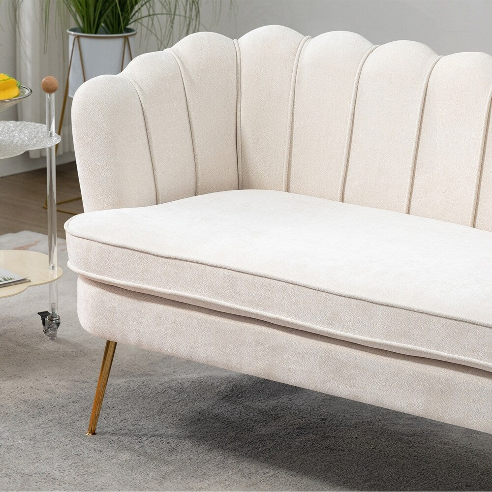 Kleines Mini-Sofa für zwei Personen mit goldenem Metallbein – 2 Sitzplätze