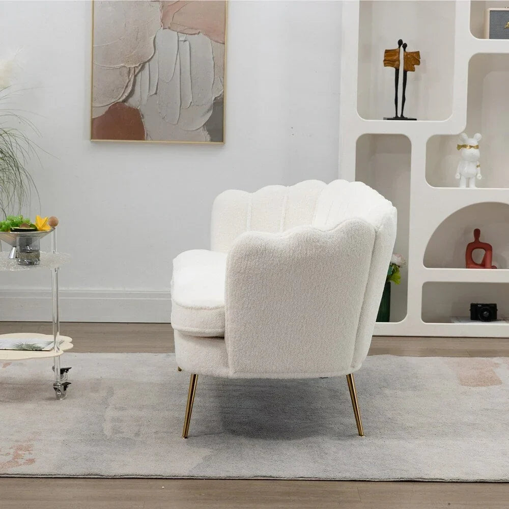 Kleines Mini-Sofa für zwei Personen mit goldenem Metallbein – 2 Sitzplätze