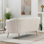 Kleines Mini-Sofa für zwei Personen mit goldenem Metallbein – 2 Sitzplätze