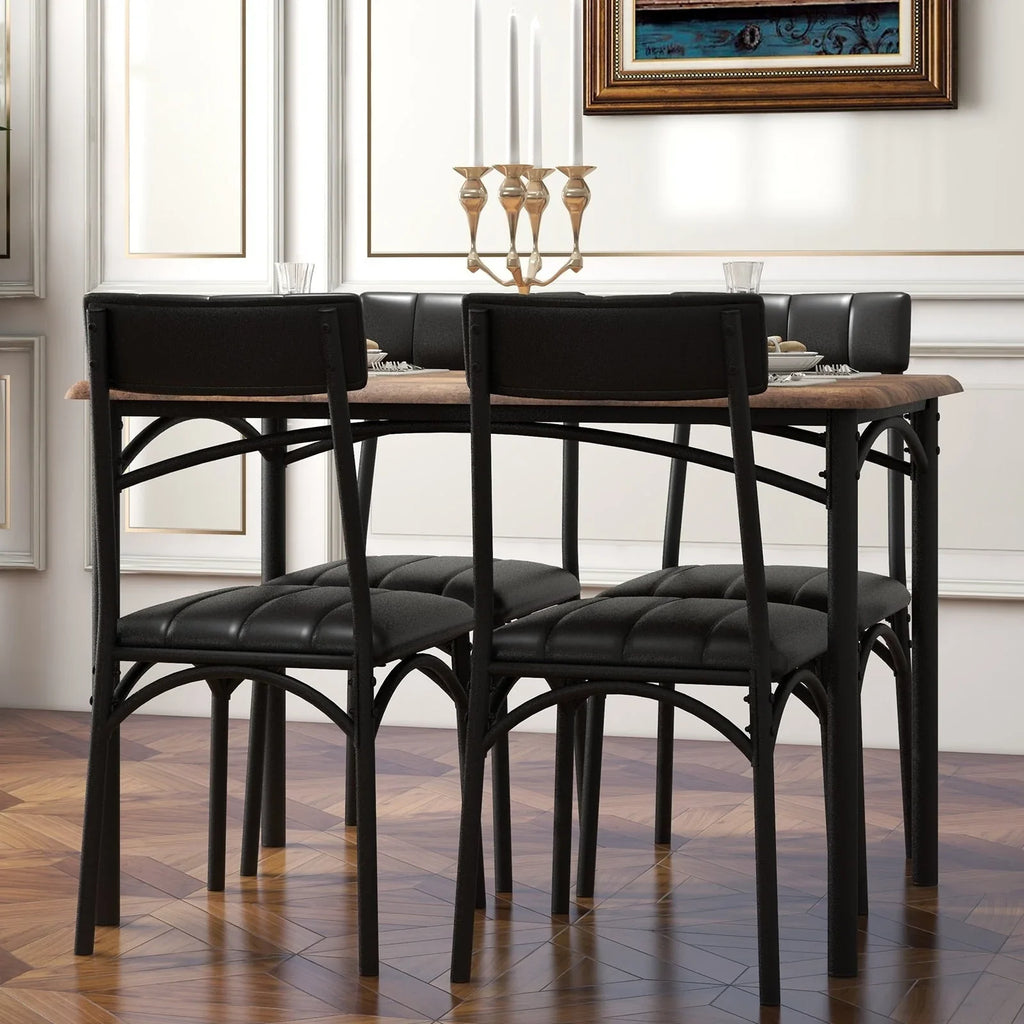 Conjunto de mesa de jantar retangular para 4 pessoas com cadeiras estofadas