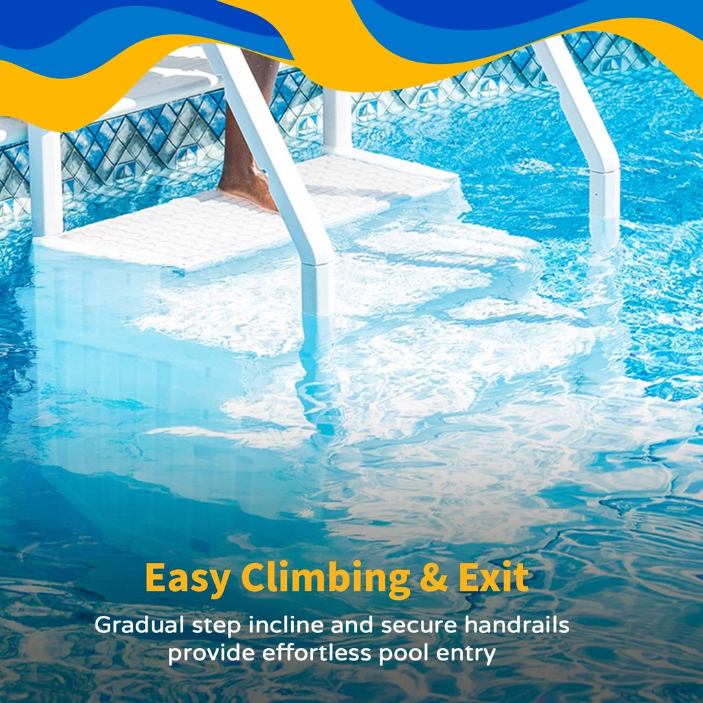Marche d’accès facile Blue Wave pour piscine avec échelle extérieure pour piscines hors sol - 32.5 in. W x 56 in. D x 81 in. H