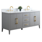 Mobile bagno Vanity Art 72 con doppio lavabo e piano in marmo composito