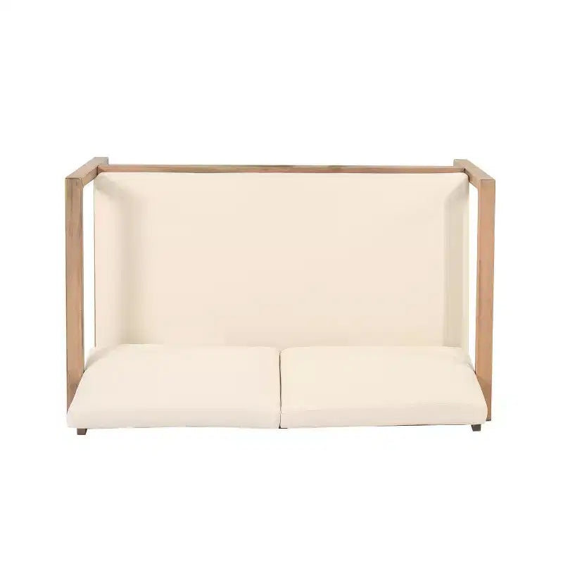 Gartenmöbel-Set aus Akazienholz, Outdoor-Sitzgruppe mit Couchtisch und weichen Polstern für Hinterhof, Veranda und Balkon, Beige – Merax