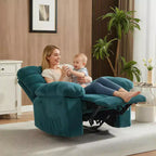 Handmatige relaxfauteuil, ergonomische ademende stoffen fauteuil met zijvakken, eenpersoonsbank, geschikt voor woonkamer en slaapkamer