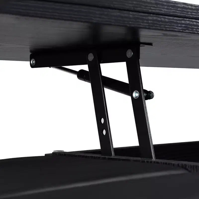 Mesa de centro moderna multifunções com tampo elevável, arrumação oculta, 4 bancos e rodízios, perfeita para espaços de estar modernos