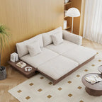 JASIWAY nowoczesna sofa z litego drewna tapicerowana bawełną i lnem