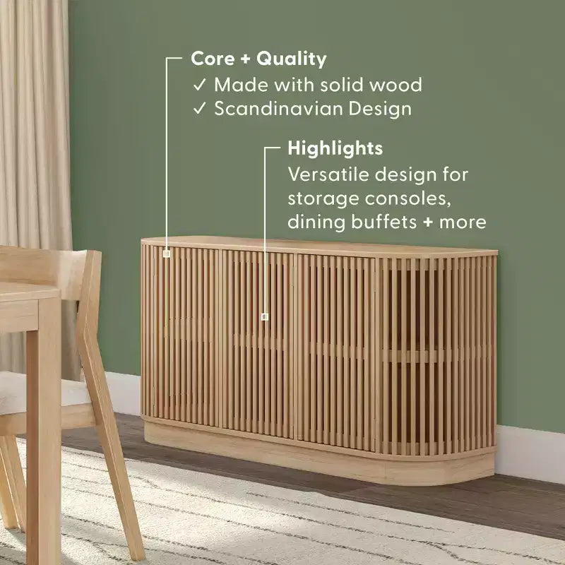 Credenza Plank+Beam Contour in legno massello con 3 ante, mobile TV da 59 pollici per il soggiorno