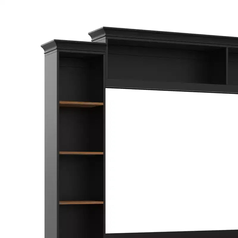 Ensemble mural de centre multimédia de style ferme 4-en-1 ModernLuxe, compatible avec les téléviseurs jusqu'à 70 pouces, meuble TV avec étagères réglables et tiroirs