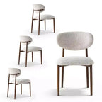 Conjunto de 4 cadeiras de jantar modernas estofadas com encosto curvo, cadeiras laterais sem braços com estrutura de ferro para sala de jantar e cozinha - Panipeachy