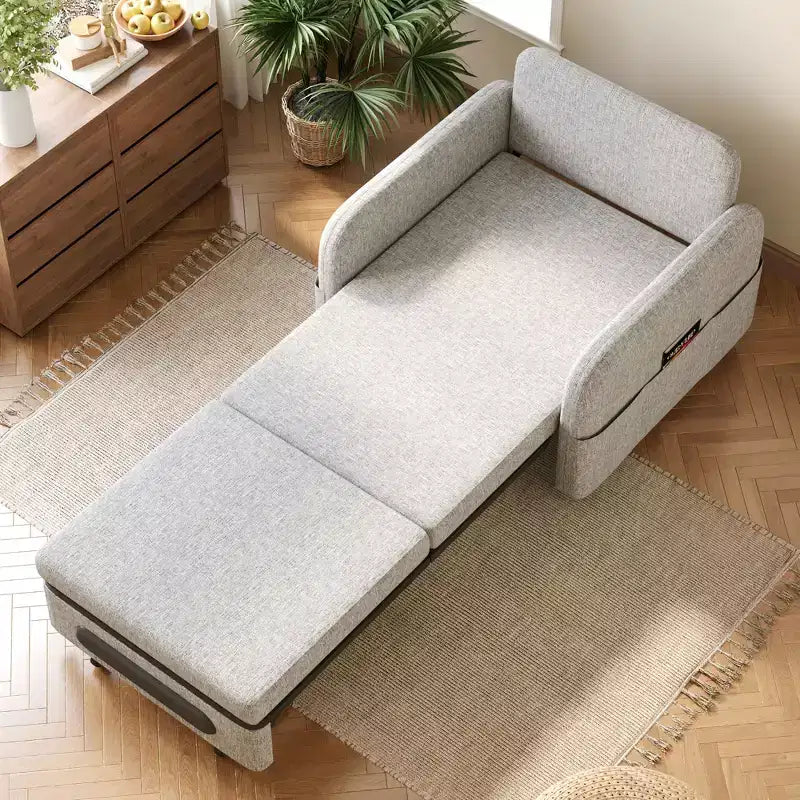 Fauteuil convertible 3-en-1 Gaoyangjiaju avec tiroir de rangement – canapé-lit escamotable avec poche latérale et oreiller – gris