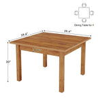 Quadratischer Esstisch, 100 cm, für 2–4 Personen, mit Beinen aus Massivholz für Wohn- und Esszimmer