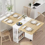 Klappbarer Esstisch für die Küche, platzsparender Esstisch, ausziehbarer Küchen-Klapptisch mit 6 Rädern für kleine Räume