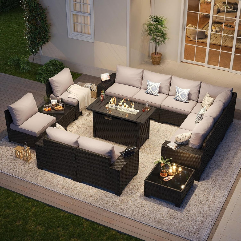 Ensemble de mobilier de terrasse extérieur avec coussins épaissis de 10 cm