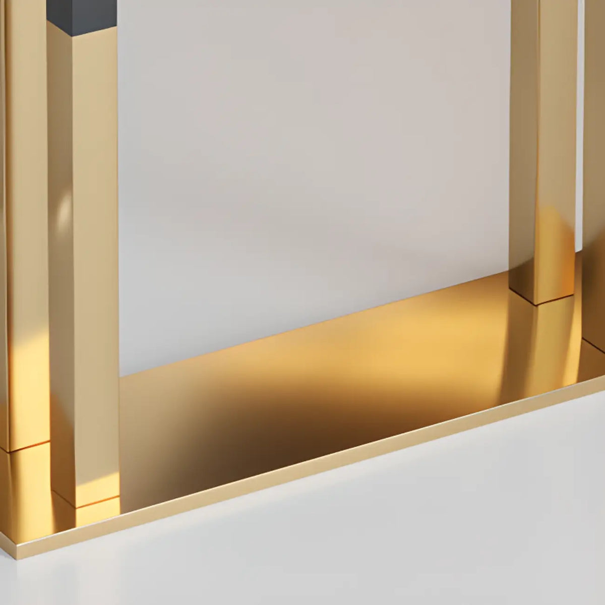 Luxuriöser rechteckiger Bartisch aus Holz mit goldfarbenem Kufengestell zum Essen
